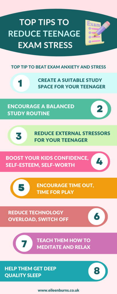 Teenage Exam Stress Infographic - 8 Ways To Reduce Exam Stress In Students And Teens